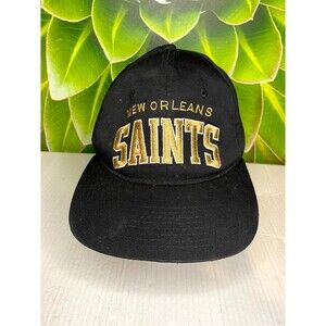 Vintage New Orleans Saints Starter Snapback Hat NFL Black  Spell Out